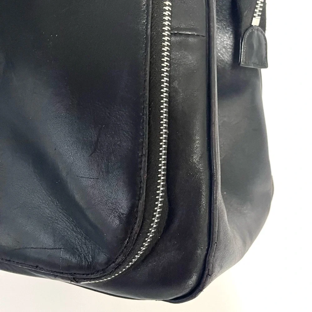 Johnny Farah Black Leather Unisex Briefcase